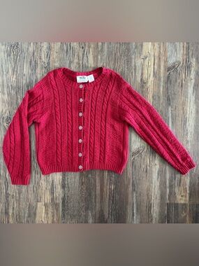Northern Reflections Parkhurst Cable Knit Red Cardigan Sweater Womens M Buttons